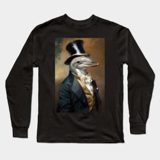 Dapper Dolphin Animal Portrait Long Sleeve T-Shirt